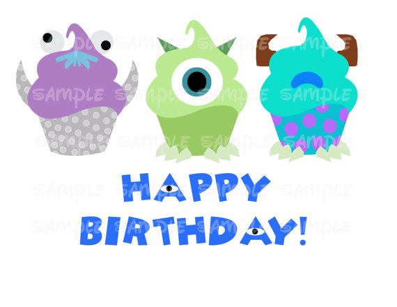 Monsters Inc Happy Birthday Disney Cupcake Printable Mickey Clipart