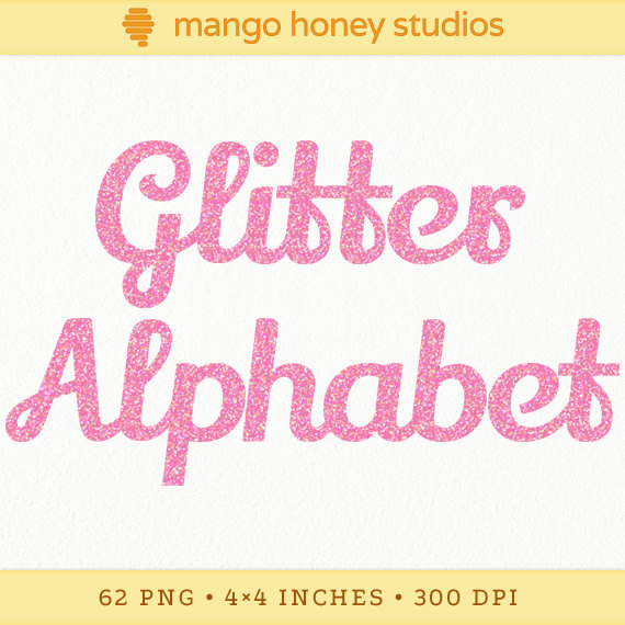 Pink Glitter Digital Alphabet Clip Art Glitter Letter Clipart Numbers    