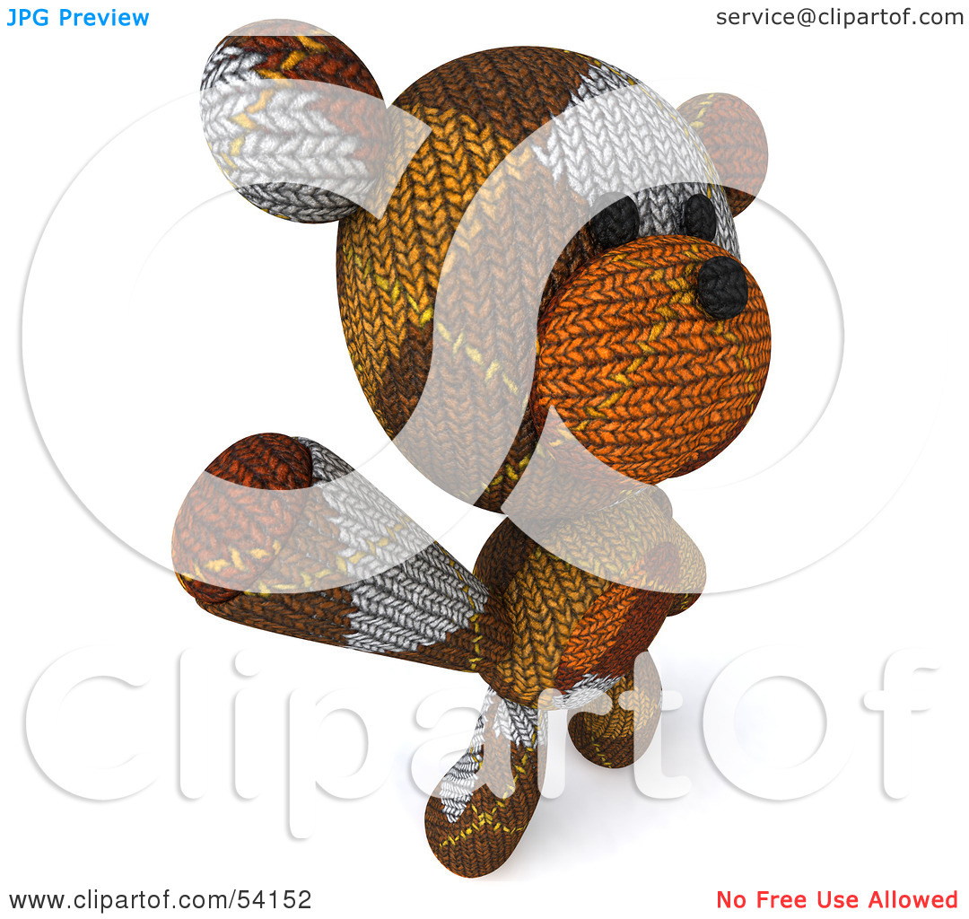 Rf  Clipart Illustration Of A 3d Sock Teddy Bear Character Dancing