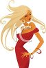 Sexy Girl Wearing A Low Cut Dress   Royalty Free Clipart Image