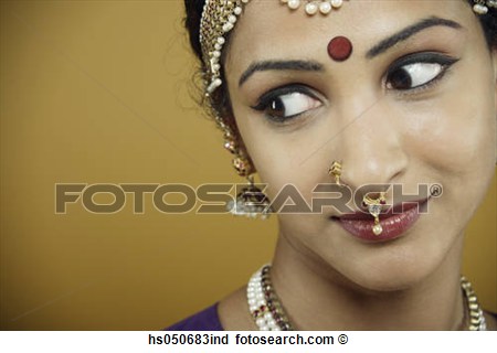Stock Photography Of Indian Woman Wearing Traditional Facial Jewelry