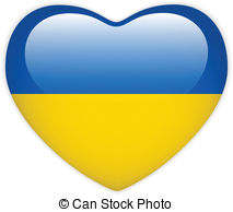 Ukraine Flag Heart Glossy Button   Vector   Ukraine Flag