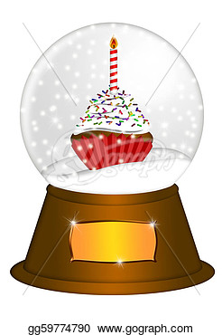 Water Snow Globe With Penguin And Candy Cane Illustration  Clip Art