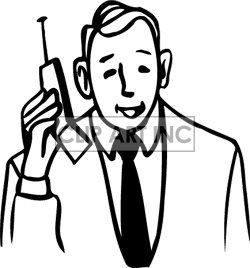 And White Man Using A Cell Phone Clipart Image Picture Art   159512