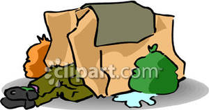 Asleep Inside A Cardboard Box House   Royalty Free Clipart Picture