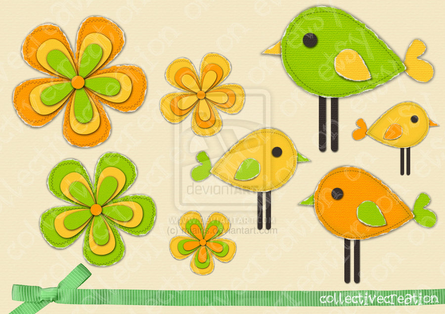 Bright Orange Yellow And Green Bird Clip Art By Miairis