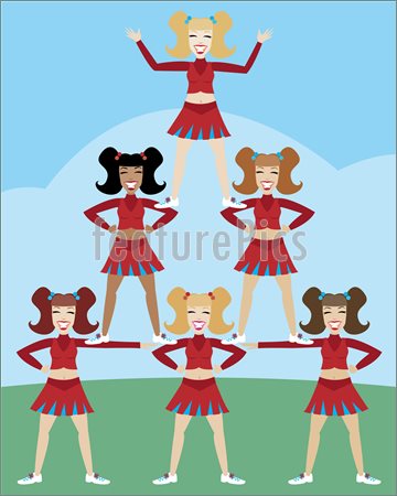 Cheerleader Pyramid Illustration