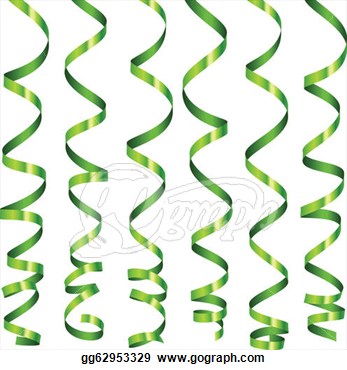 Clip Art   Vector Holiday Serpentine Ribbons Set  Green Paper Streamer
