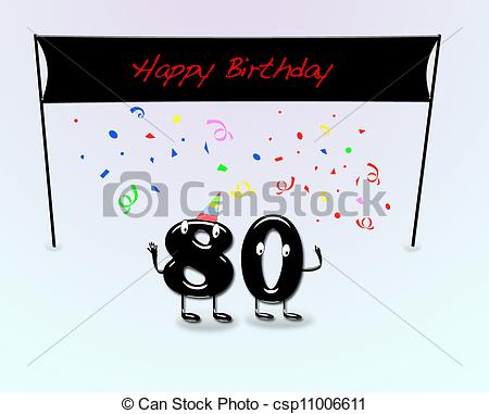 Clipart Of 80th Birthday Party   Illustration For 80th Birthday Party