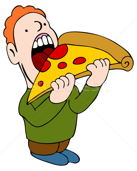 Comer   Pizza   Hombre   Nino   Blanco   Dibujo   Ilustraci N