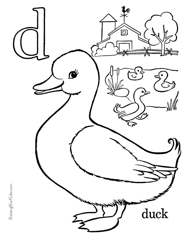 Duck Coloring Page Preschool Ducks Crafts Alphabet Coloring Pages
