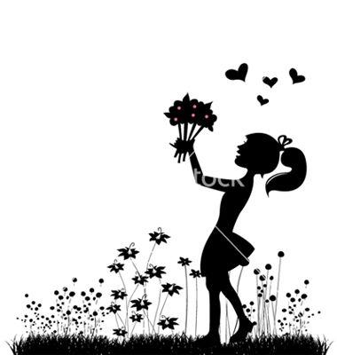 Flower Girl Silhouette Girl With Flowers Silhouette