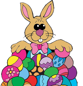 Free Easter Bunny Surrounded By Easter Eggs Clip Art