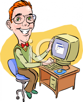 Geeky Nerd Who Loves His Computer Clip Art   Royalty Free Clipart    