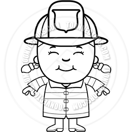Girl Firefighter  Black And White Line Art  By Cory Thoman   Toon