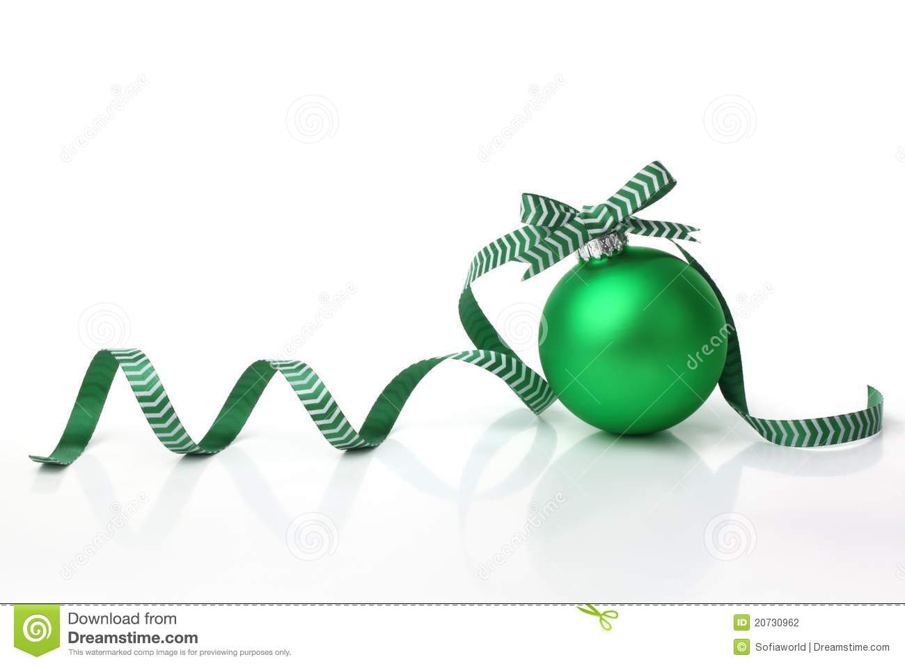 Green Christmas Ball With Ribbon Bow Stock Photography   Image    