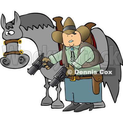 Horse And Pointing Guns Towards The Ground Clipart   Dennis Cox  4237