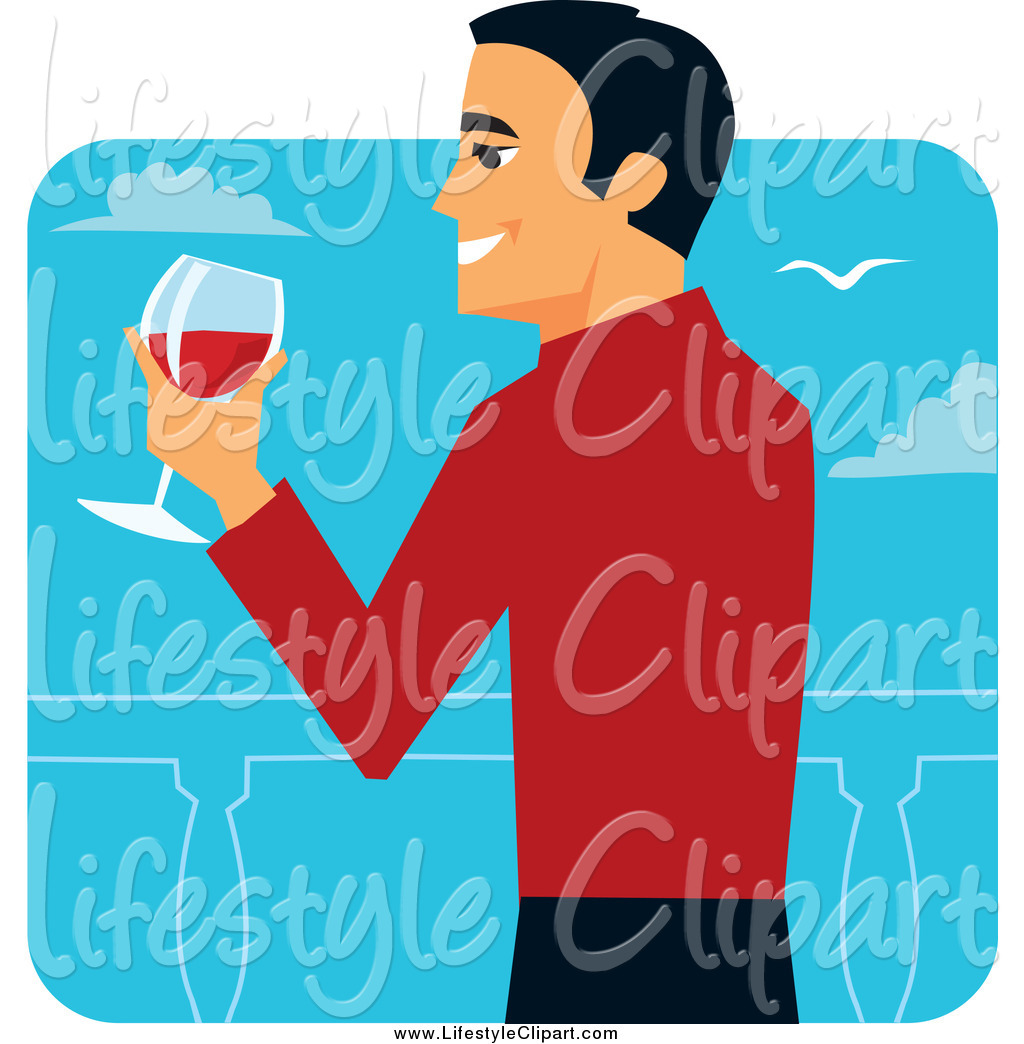 Larger Preview  Lifestyle Clipart Of A Handsome Hispanic Man In A Red