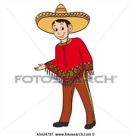 Picture Of Mexican Cartoon Boy Dressed In A Traditional Suit K5424797