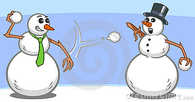 Snowmen Snowball Fight Royalty Free Stock Images