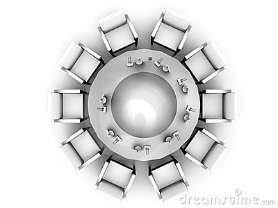 The Top View On A Round Table Served By Tablewares On A White    