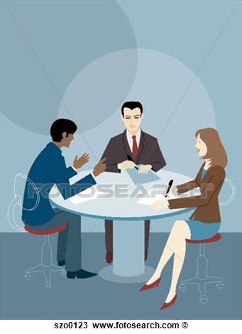 Three People Having A Business Meeting  Fotosearch   Search Clipart