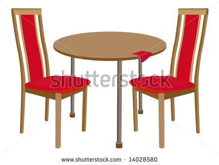 Two Red Chairs And Round Table On The White Background Stock Vector    