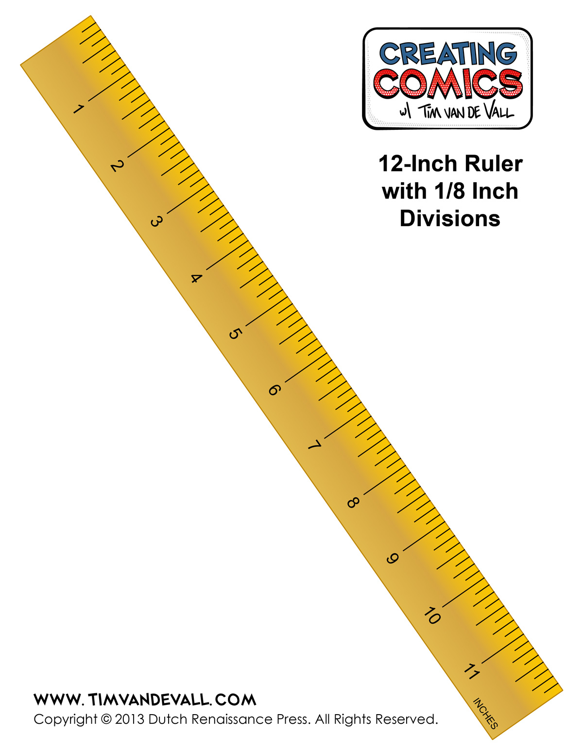 12 Inch Printable Ruler With 1 8 Inch Divisions   Color