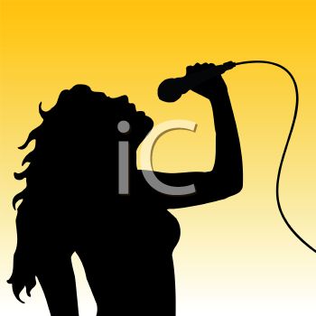      5553 Silhouette Of A Young Beautiful Woman Singing Clipart Image Jpg