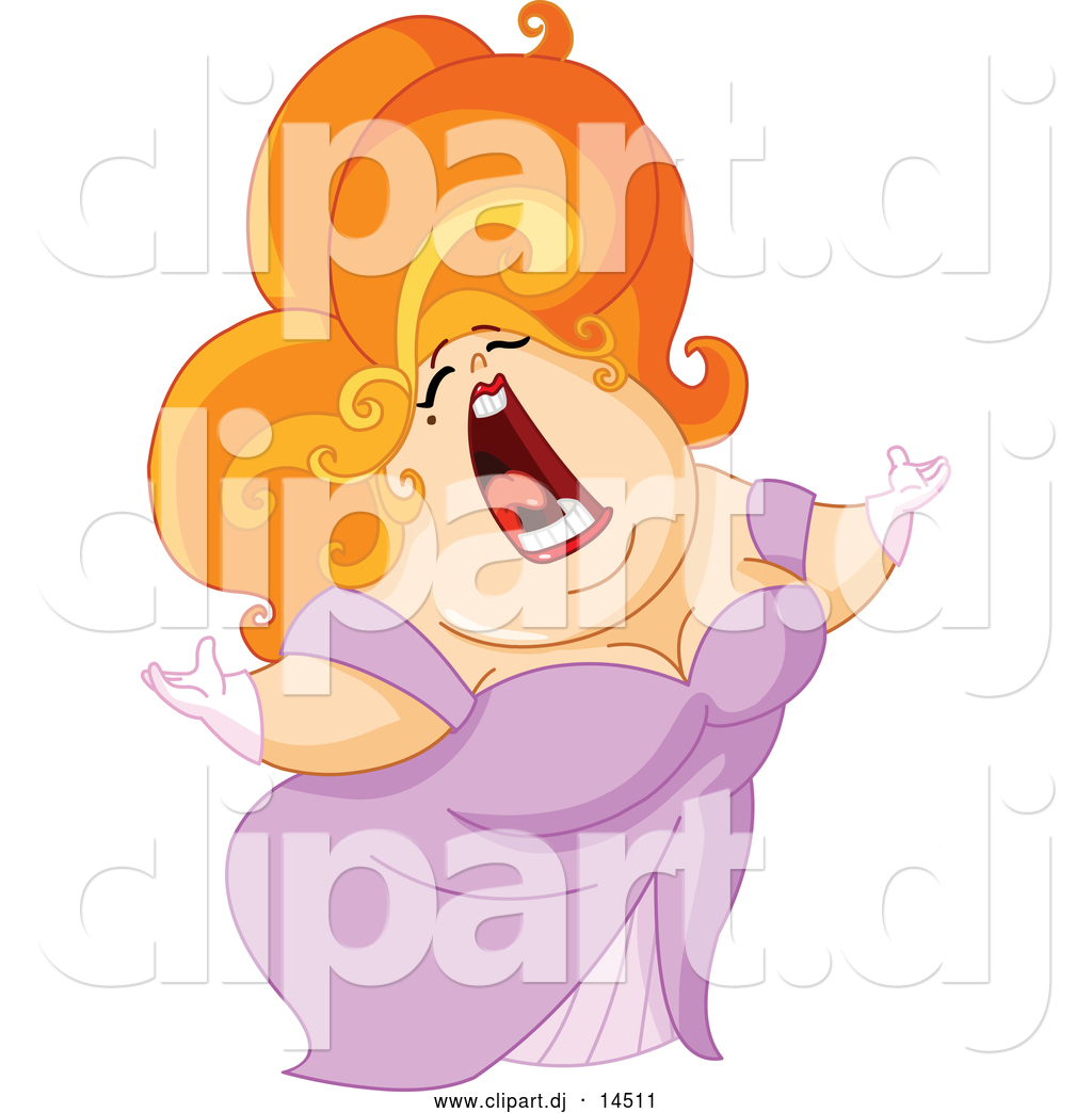 Cartoon Vector Clipart Of A Red Haired Opera Woman Singing By Yayayoyo    