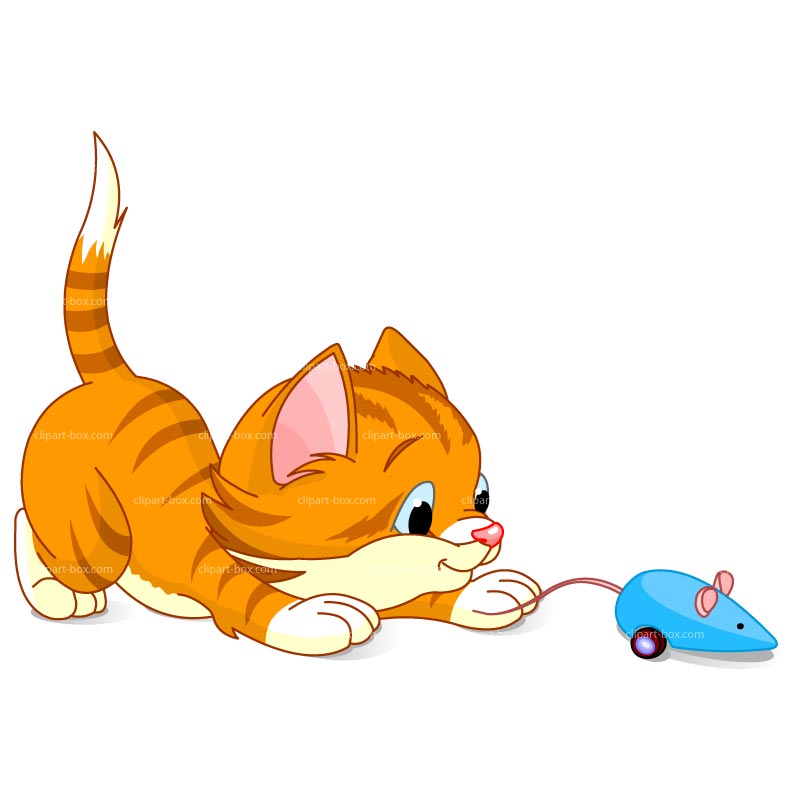 Clipart Kitten Playing With Mouse   Royalty Free Vector Design