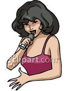Color Clipart Picture Of A Woman Singing Into A Microphone