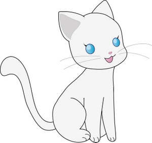 Kitty Clipart Image   Adorable Tiny White Kitten With Blue Eyes Drawn