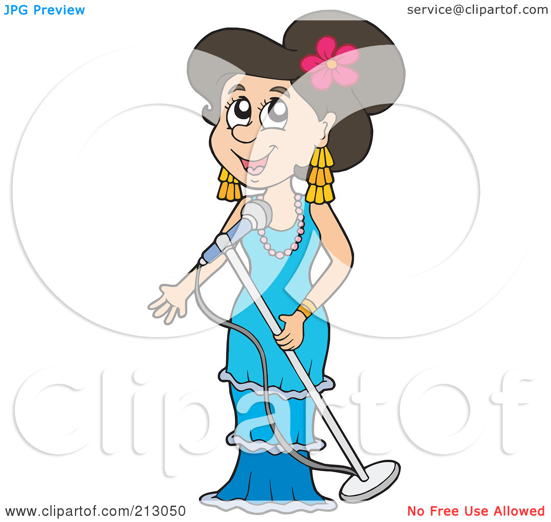 Royalty Free  Rf  Clipart Illustration Of A Happy Woman Singing Into A