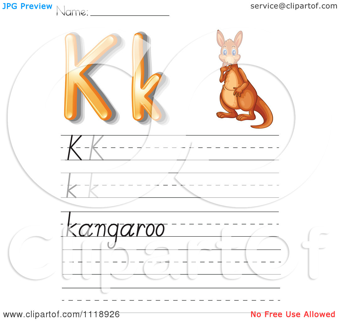 Vector Clipart Letter K Alphabet School Worksheet 3   Royalty Free