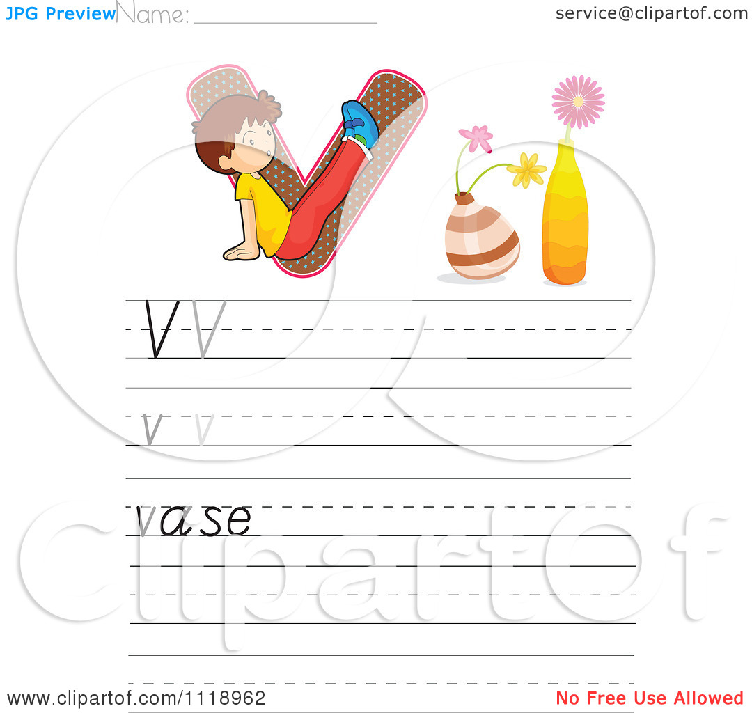Vector Clipart Letter V Alphabet School Worksheet 2   Royalty Free