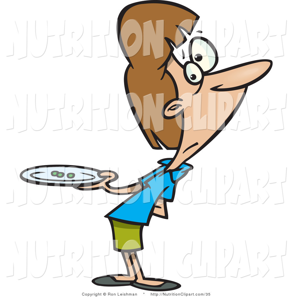 Vector Nutrition Clip Art Of A Skinny Woman With A Few Peas To Eat By
