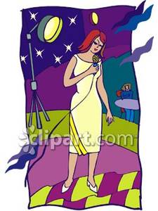 Woman Singing On A Stage   Royalty Free Clipart Picture