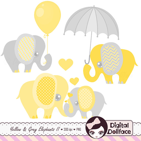 Baby Shower Clipart Baby And Mommy Elephant With Balloon   Umbrella