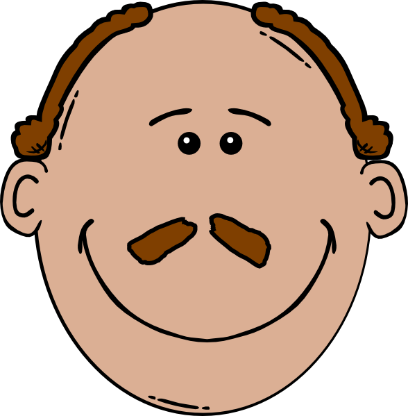 Bald Man Face With A Mustache Clip Art At Clker Com   Vector Clip Art