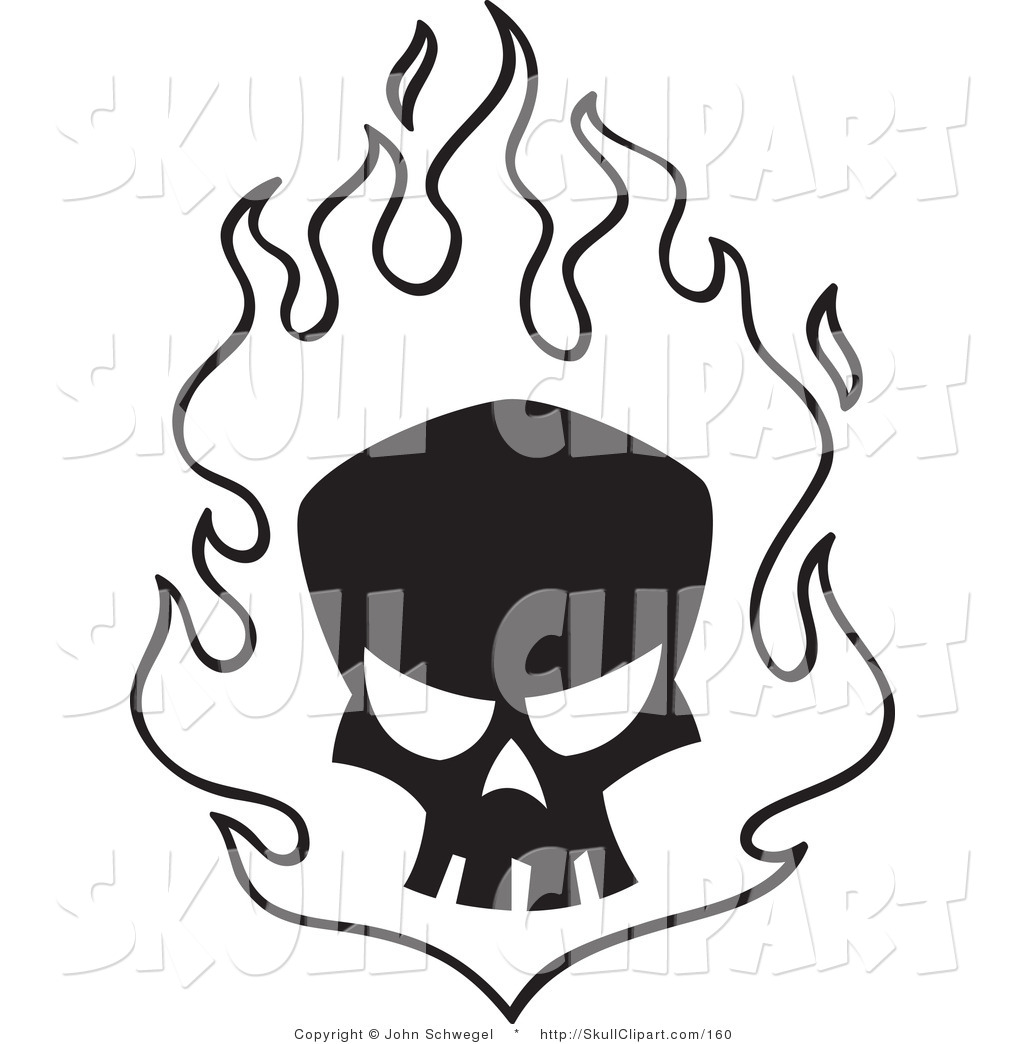 Black Skull In White Flames Skull Clip Art John Schwegel