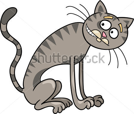 Cartoon Illustration Of Thin Gray Tabby Cat Stock Vector   Vectorhq