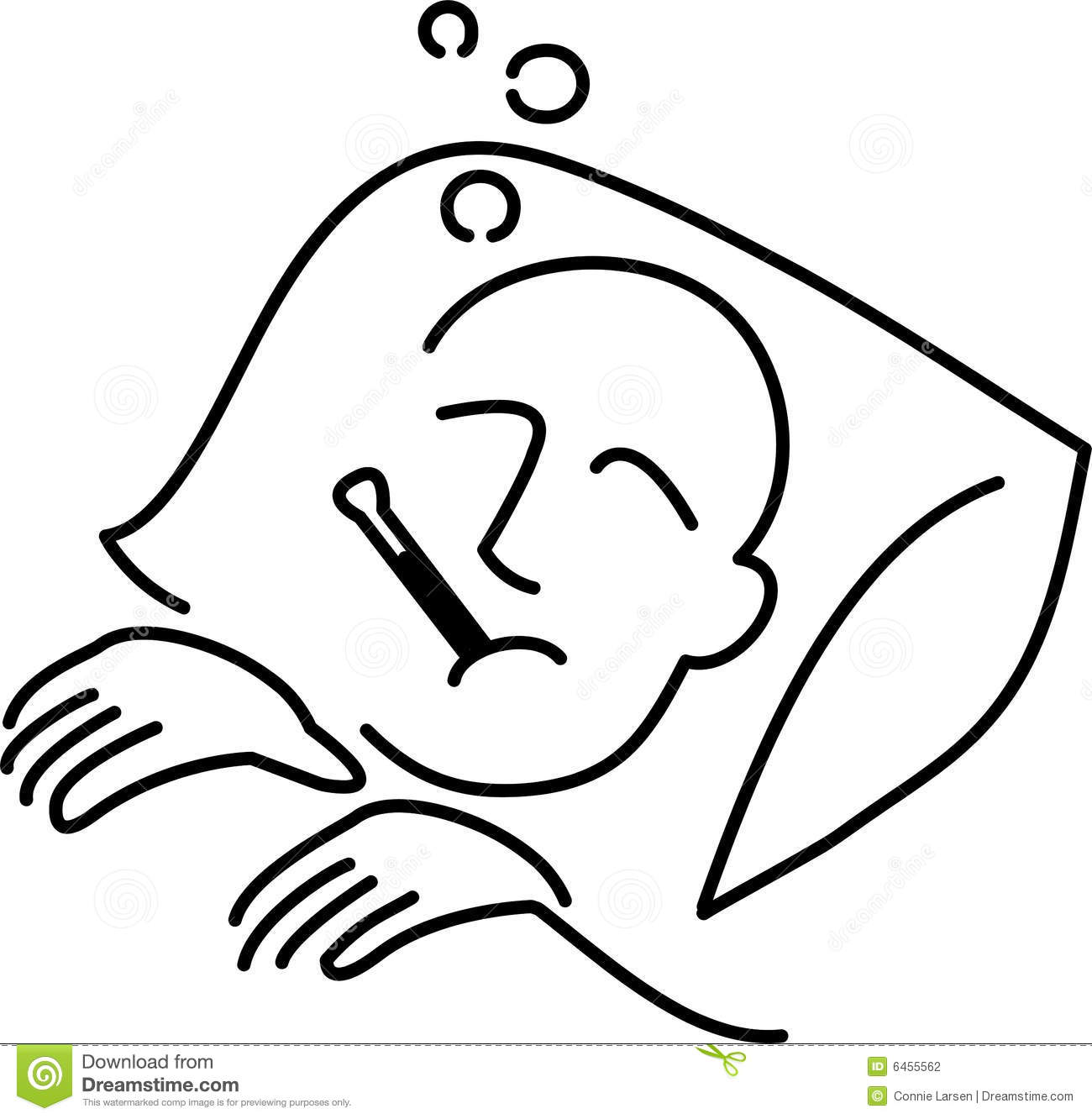 Cartoon Person Sick In Bed