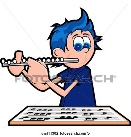 Clip Art Of Side Profile Of A Boy Playing The Flute Gwil11302   Search    