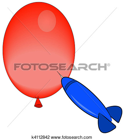 Clip Art Red Balloon With Dart Ready To Pop It Fotosearch Search