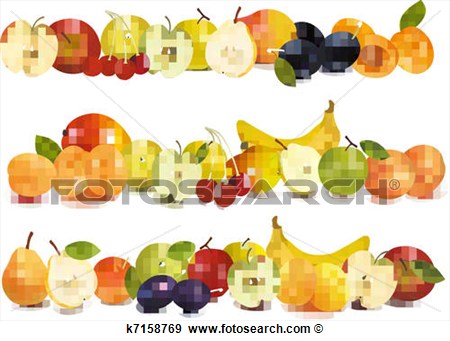 Clip Art   Three Fruit Design Borders  Fotosearch   Search Clipart