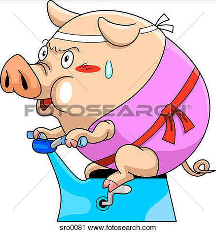 Clipart Of Illustration Of A Pig On A Exercise Bike Sro0081   Search