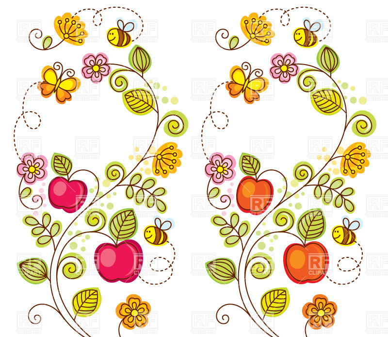 Fruit Trees  Peach And Apple Download Royalty Free Vector Clipart