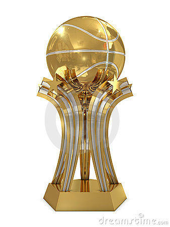 Golden   Silver Basketball Award Trophy With Ball Stock Image   Image