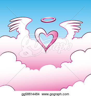 Illustration Of Angel Heart Over The Clouds  Eps Clipart Gg58814484
